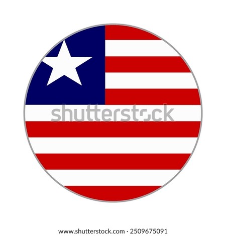 The flag of Liberia. Flag icon. Standard color. Round flag. Computer illustration. Digital illustration. Vector illustration.