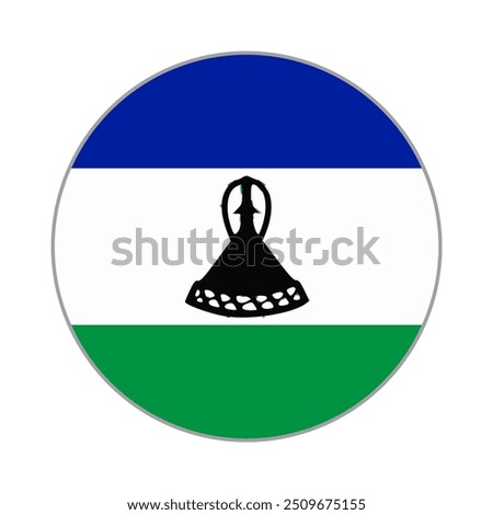 The flag of Lesotho. Flag icon. Standard color. Round flag. Computer illustration. Digital illustration. Vector illustration.