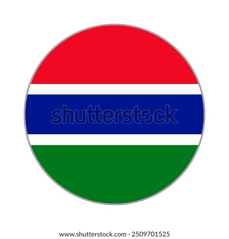 The flag of Gambia. Flag icon. Standard color. Round flag. Computer illustration. Digital illustration. Vector illustration.