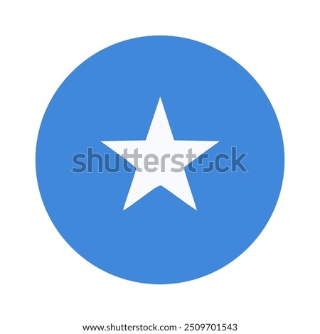 The flag of Somalia. Flag icon. Standard color. Round flag. Computer illustration. Digital illustration. Vector illustration.