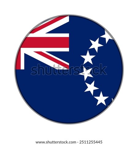 The flag of Cook Island. Flag icon. Standard color. Round flag. Computer illustration. Digital illustration. Vector illustration.