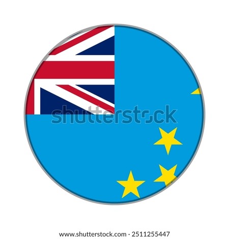 The flag of Tuvalu. Flag icon. Standard color. Round flag. Computer illustration. Digital illustration. Vector illustration.