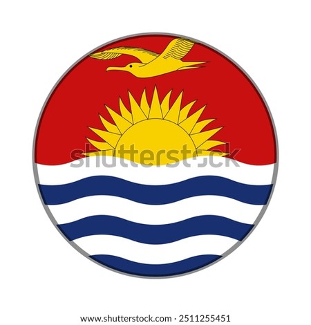 The flag of Kiribati. Flag icon. Standard color. Round flag. Computer illustration. Digital illustration. Vector illustration.