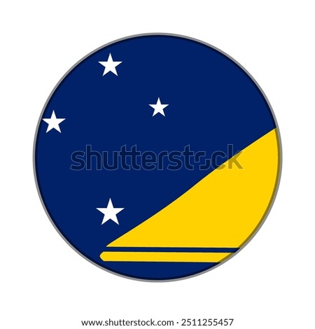 The flag of Tokelau. Flag icon. Standard color. Round flag. Computer illustration. Digital illustration. Vector illustration.