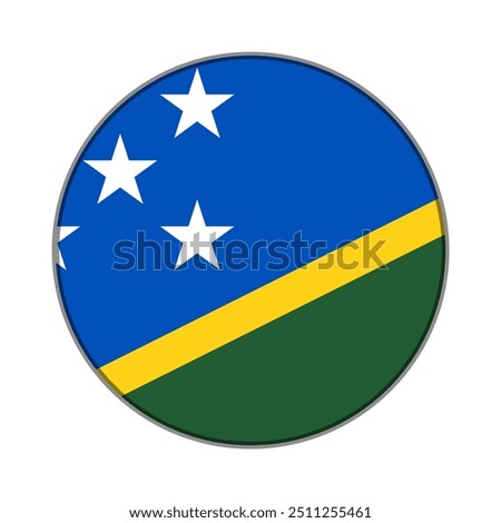 The flag of Solomon Island. Flag icon. Standard color. Round flag. Computer illustration. Digital illustration. Vector illustration.