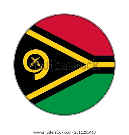 The flag of Vanuatu. Flag icon. Standard color. Round flag. Computer illustration. Digital illustration. Vector illustration.