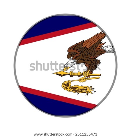 The flag of American Samoa. Flag icon. Standard color. Round flag. Computer illustration. Digital illustration. Vector illustration.