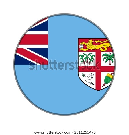 The flag of Fiji. Flag icon. Standard color. Round flag. Computer illustration. Digital illustration. Vector illustration.