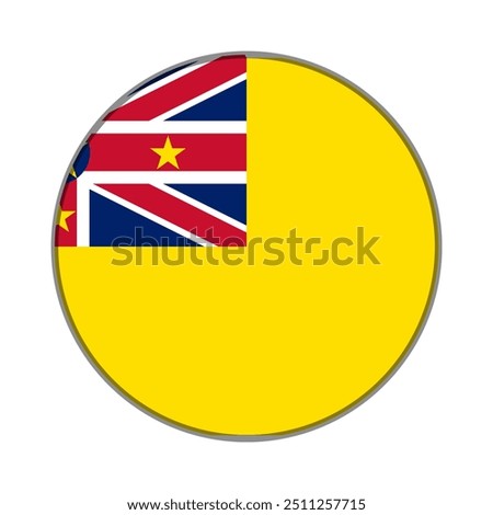 The flag of Niue. Flag icon. Standard color. Round flag. Computer illustration. Digital illustration. Vector illustration.