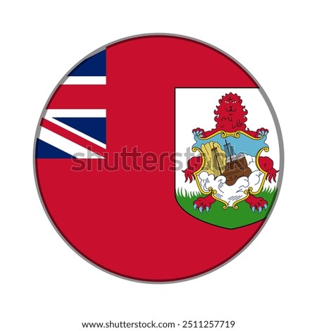 The flag of Bermuda. Flag icon. Standard color. Round flag. Computer illustration. Digital illustration. Vector illustration.