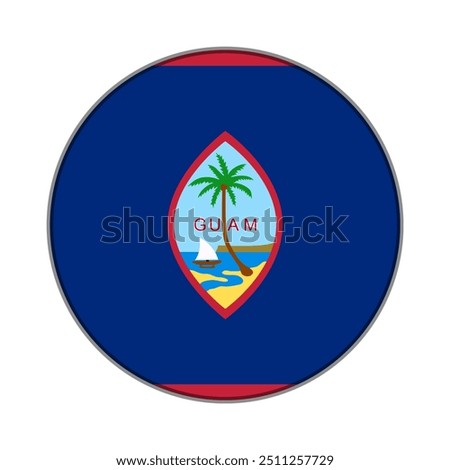 The flag of Guam. Flag icon. Standard color. Round flag. Computer illustration. Digital illustration. Vector illustration.