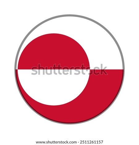 The flag of Greenland. Flag icon. Standard color. Round flag. Computer illustration. Digital illustration. Vector illustration.