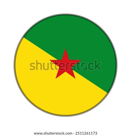 The flag of French Guiana. Flag icon. Standard color. Round flag. Computer illustration. Digital illustration. Vector illustration.