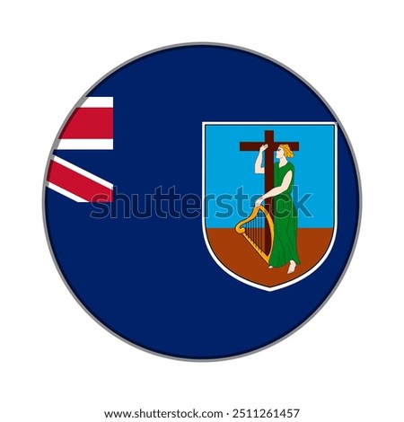 The flag of Montserrat. Flag icon. Standard color. Round flag. Computer illustration. Digital illustration. Vector illustration.