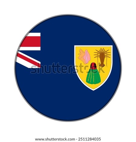 The flag of Turks and Caicos Islands. Flag icon. Standard color. Round flag. Computer illustration. Digital illustration. Vector illustration.