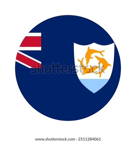 The flag of Anguilla. Flag icon. Standard color. Round flag. Computer illustration. Digital illustration. Vector illustration.