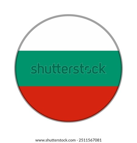 The flag of Bulgaria. Flag icon. Standard color. Round flag. Computer illustration. Digital illustration. Vector illustration.