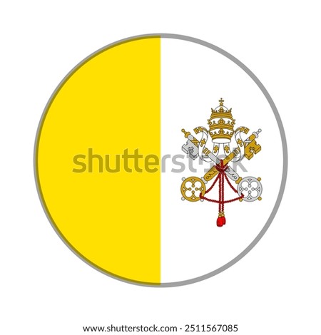 The flag of Vatican. Flag icon. Standard color. Round flag. Computer illustration. Digital illustration. Vector illustration.