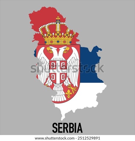 map of Serbia with flag, vector illustration