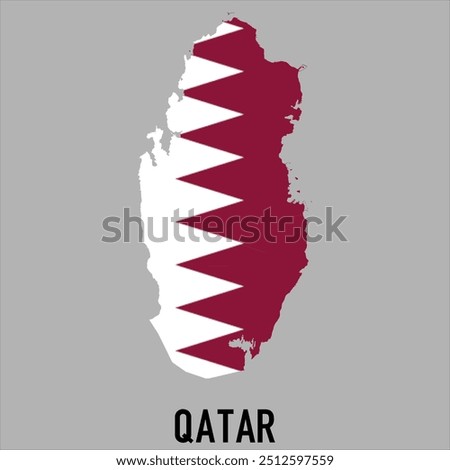 map of Qatar with flag, vector illustration