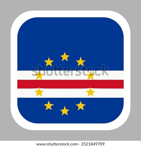 cabo verde Flag Vector Stock Illustration Design Template. Rounded Square Shape.