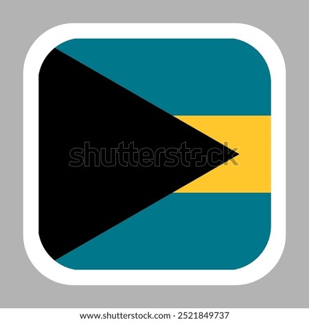 Bahamas Flag Vector Stock Illustration Design Template. Rounded Square Shape.