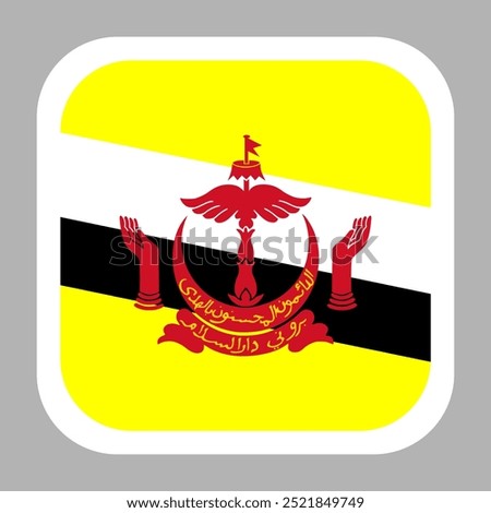 Brunei darussalam Flag Vector Stock Illustration Design Template. Rounded Square Shape.