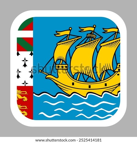 The flag of Saint Pierre and Miquelon. Flag icon. Standard color. flat vector square with rounded corners. Computer illustration. Digital illustration. Vector illustration