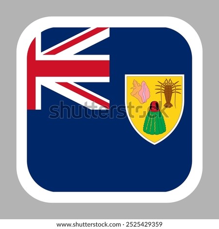 The flag of Turks and Caicos Islands. Flag icon. Standard color. flat vector square with rounded corners. Computer illustration. Digital illustration. Vector illustration