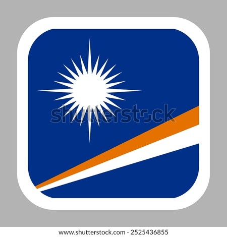 Marshall Islands flag square flat vector with rounded corners and white border, vector illustration