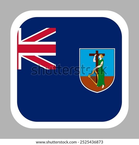 Montserrat flag square flat vector with rounded corners and white border, vector illustration