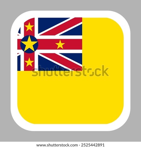 Niue flag square flat vector with rounded corners and white border, vector illustration