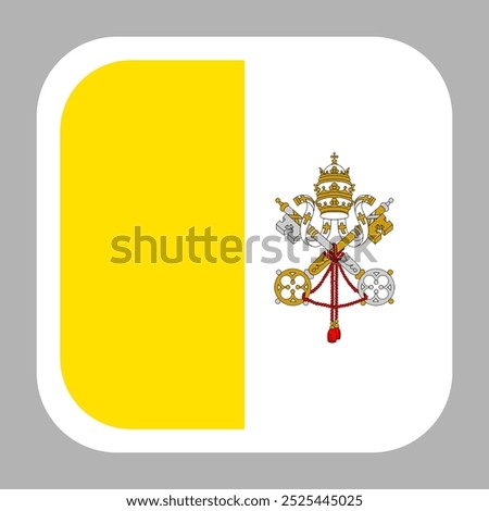 Holy See (Vatican) flag square flat vector with rounded corners and white border, vector illustration