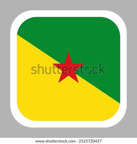 French Guiana flag square flat vector with rounded corners and white border, vector illustration