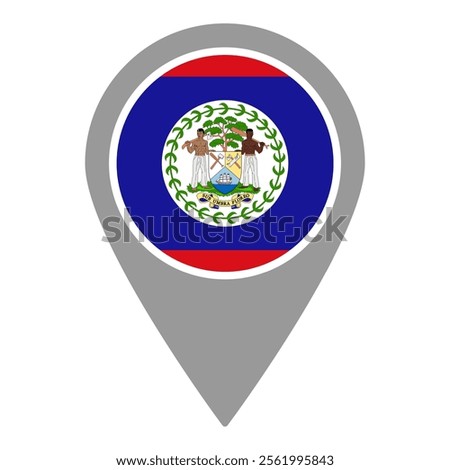 Belize flag location pin, flag application, Flag on Location Pin, graphic design, map pointer, vector illustration.