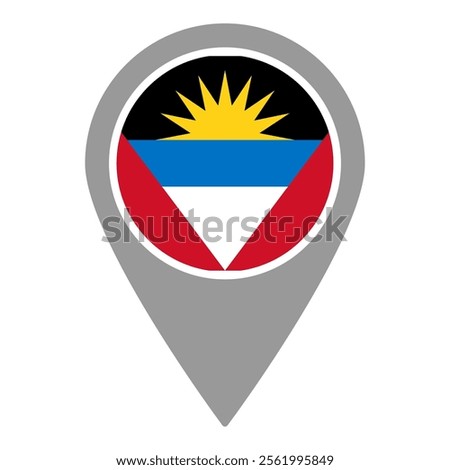 Antigua and Barbuda flag location pin, flag application, Flag on Location Pin, graphic design, map pointer, vector illustration.