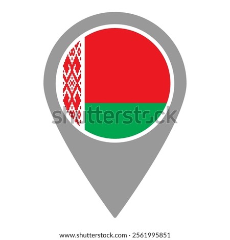 Belarus flag location pin, flag application, Flag on Location Pin, graphic design, map pointer, vector illustration.