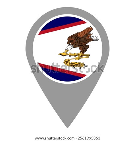 American Samoa flag location pin, flag application, Flag on Location Pin, graphic design, map pointer, vector illustration.