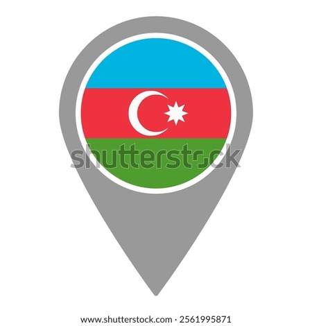 Azerbaijan flag location pin, flag application, Flag on Location Pin, graphic design, map pointer, vector illustration.