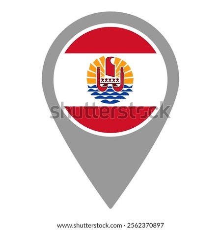 French Polynesia flag location pin, flag application, Flag on Location Pin, graphic design, map pointer, vector illustration.