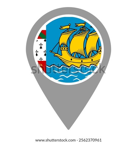 Saint Pierre and Miquelon flag location pin, flag application, Flag on Location Pin, graphic design, map pointer, vector illustration.