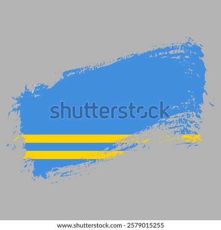 Aruba flag with brush paint textured isolated on grey background, template for banner, promote, design, and business matching country poster, vector illustration 