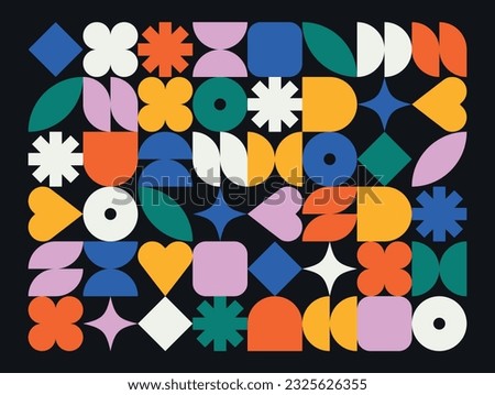 Trendy colorful geometric pattern. Neo geo pattern influenced by Bauhaus.