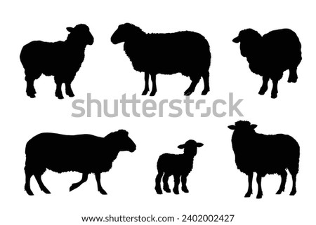 Sheep Silhouette. Sheep Vector Illustration.