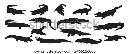 Crocodile and alligator silhouette set Isolated on White Background. Crocodile Vector Illustration. Crocodile Art work.