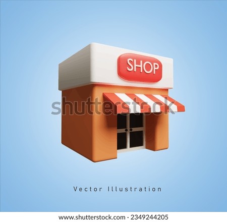 shop building in 3d vector illustration