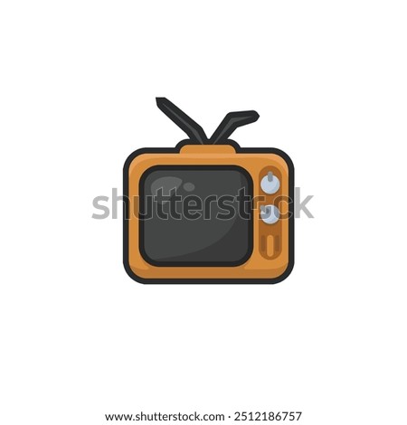 old television in outline flat vector design.