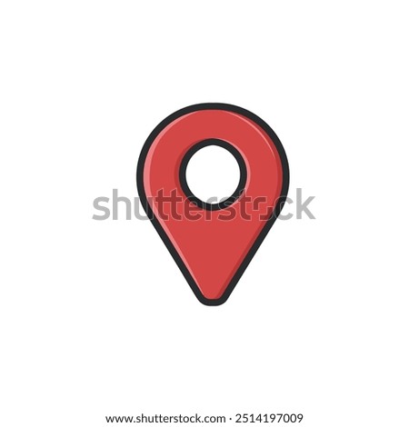 red point GPS sign in outline flat vector design.