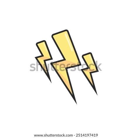 thunder sign in outline flat vector design.