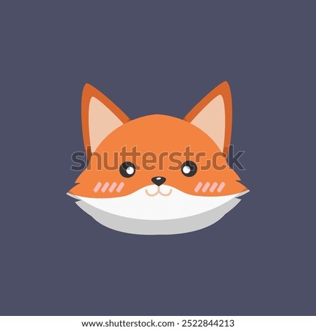 cute fox head in flat vector design.